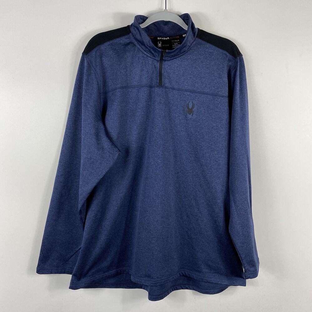 Spyder Pullover Men's XL Navy Blue Performance Active 1/4 Zip Long Sleeve